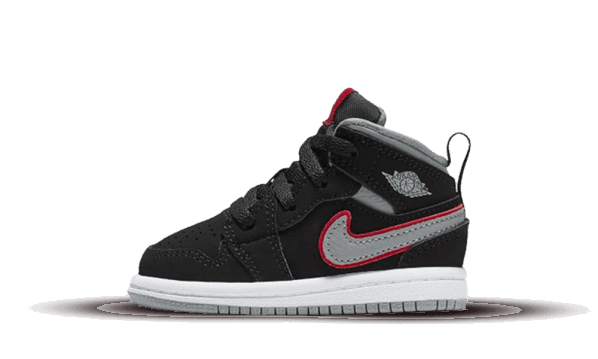 Air Jordan 1 Mid Black Particle Grey Gym Red (TD) Restock
